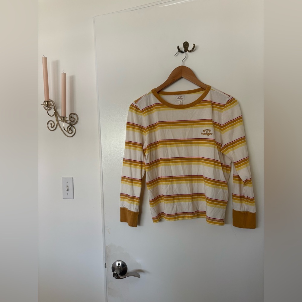Billabong x Wrangler Yellow and White Striped Long Sleeve Tee